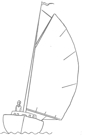 Bleistiftzeichnung eines Segelschiffs